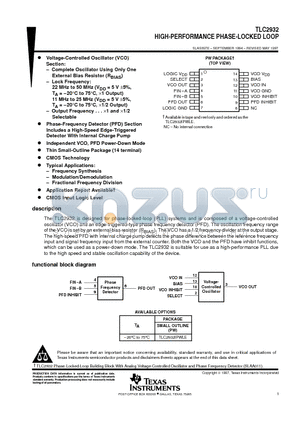 TLC2932IPWLE datasheet - HIGH-PERFORMANCE PHASE-LOCKED LOOP