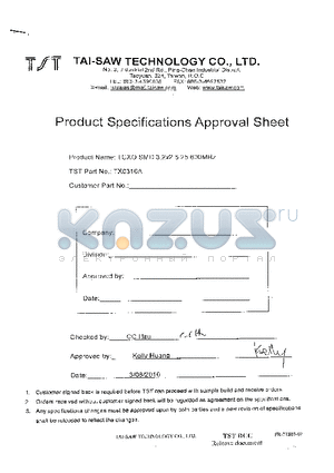 TX0316A datasheet - TCXO SMD 3.2x2.5 25.600MHz