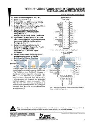 TLC32044EFN datasheet - VOICE-BAND ANALOG INTERFACE CIRCUITS