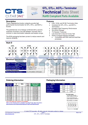 RT1411B6TR13 datasheet - GTL, GTL, AGTL Terminator RoHS Compliant Parts Available