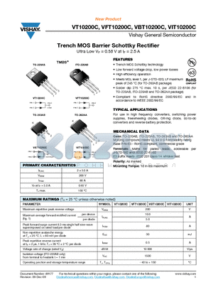 VBT10200C-E3-8W datasheet - Trench MOS Barrier Schottky Rectifier