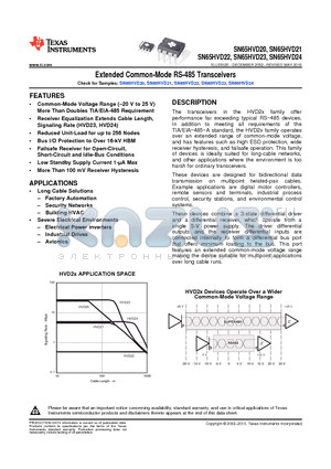 SN65HVD22PE4 datasheet - Extended Common-Mode RS-485 Transceivers