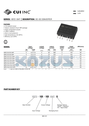 VBT2-S5-S5-SMT datasheet - DC-DC CONVERTER