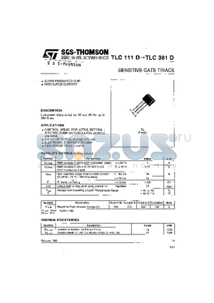 TLC331D datasheet - SENSITIVE GATE TRIACS