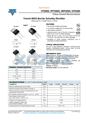 VBT5200 datasheet - Trench MOS Barrier Schottky Rectifier