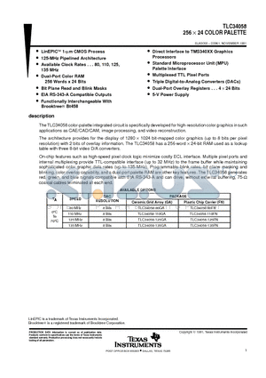 TLC34058-110MHFG datasheet - 256  24 COLOR PALETTE