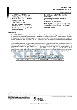 TLC34058-110MGA datasheet - 256 x 24 COLOR PALETTE