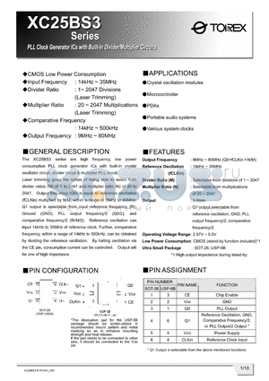 XC25BS3X09MX datasheet - CMOS Low Power Consumption
