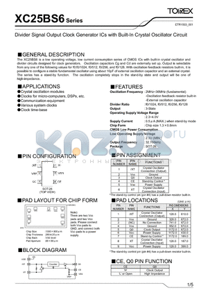 XC25BS6128CL datasheet - Divider Signal Output Clock Generator ICs with Built-In Crystal Oscillator Circuit