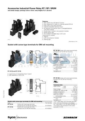 RT16041 datasheet - Accessories Industrial Power Relay RT / RP / SR2M