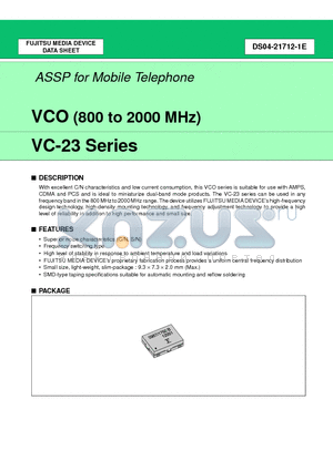 VC-23 datasheet - ASSP for Mobile Telephone  VCO (800 to 2000 MHz)