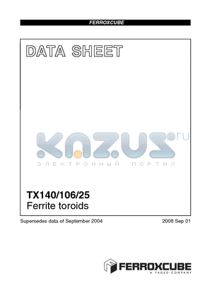 TX140/106/25-3C90 datasheet - Ferrite toroids
