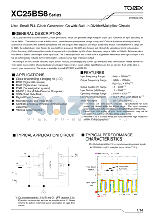 XC25BS8025 datasheet - Ultra Small PLL Clock Generator ICs with Built-In Divider/Multiplier Circuits