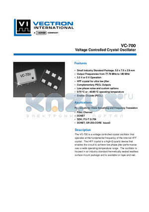 VC-700-CFF-FFA datasheet - Voltage Controlled Crystal Oscillator