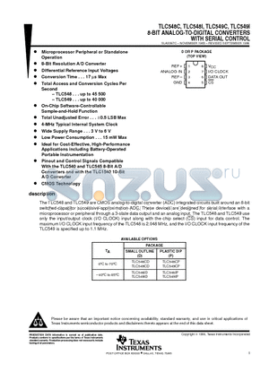 TLC548C datasheet - 8-BIT ANALOG-TO-DIGITAL CONVERTERS WITH SERIAL CONTROL