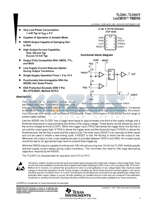 TLC551CDBLE datasheet - LinCMOSE TIMERS