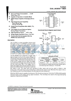 TLC552CDG4 datasheet - DUAL LINCMOSE TIMER