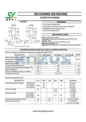 SD103AWS datasheet - SCHOTTKY DIODES