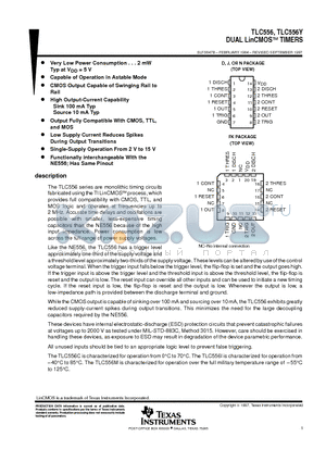 TLC556IN datasheet - DUAL LinCMOSE TIMERS