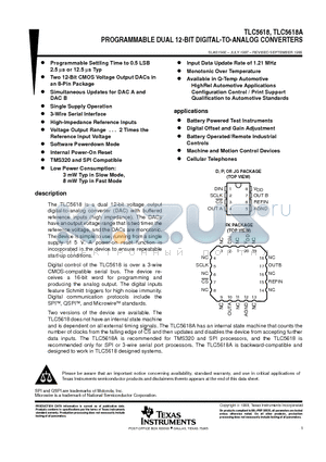 TLC5618AMJG datasheet - PROGRAMMABLE DUAL 12-BIT DIGITAL-TO-ANALOG CONVERTERS