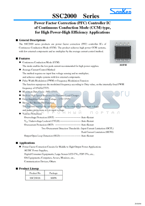 SSC2000 datasheet - Power Factor Correction (PFC) Controller IC of Continuous Conduction Mode (CCM) type