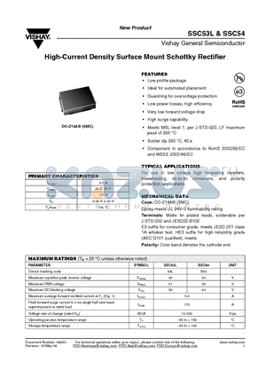 SSC53L_08 datasheet - High-Current Density Surface Mount Schottky Rectifier