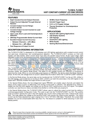 TLC5916IDR datasheet - 8-BIT CONSTANT-CURRENT LED SINK DRIVERS