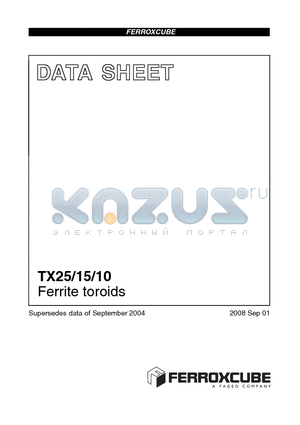 TX25/15/10 datasheet - Ferrite toroids