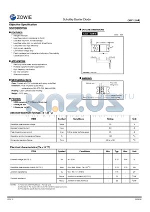 SSCD206SH datasheet - Schottky Barrier Diode