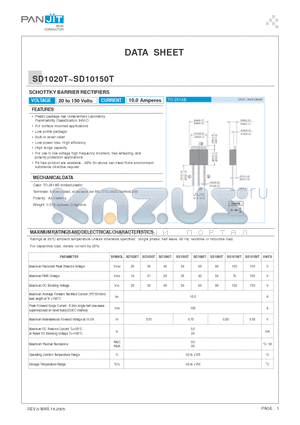 SD1050T datasheet - SCHOTTKY BARRIER RECTIFIERS