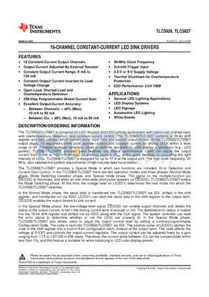 TLC5926IDWR datasheet - 16-CHANNEL CONSTANT-CURRENT LED SINK DRIVERS