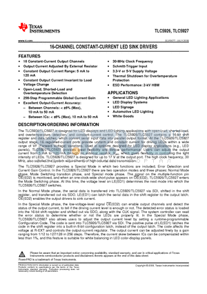 TLC5926IPWPR datasheet - 16-CHANNEL CONSTANT-CURRENT LED SINK DRIVERS