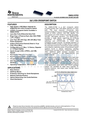 SN65LVCP22PWR datasheet - 2x2 LVDS CROSSPOINT SWITCH