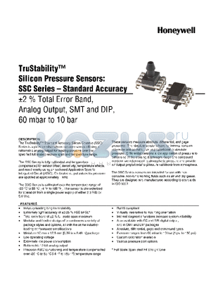 SSCDAND050MDAA3 datasheet - TruStability silicon Pressure Sensors: SSC Series-Standard Accuracy -2% total Error band,Analog output,SMT and DIP,60 mbar to 10 bar