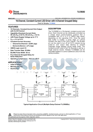 TLC59282 datasheet - 16-Channel, Constant-Current LED Driver with 4-Channel Grouped Delay