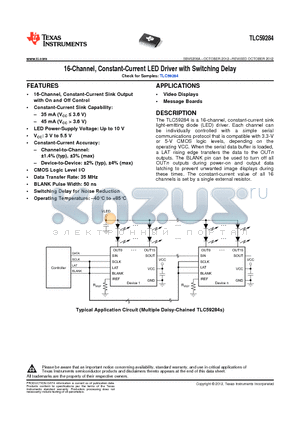 TLC59284DBQR datasheet - 16-Channel, Constant-Current LED Driver with Switching Delay