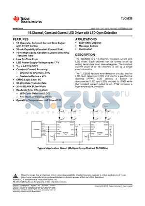 TLC5928DBQ datasheet - 16-Channel, Constant-Current LED Driver with LED Open Detection