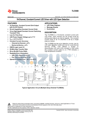 TLC5928PW datasheet - 16-Channel, Constant-Current LED Driver with LED Open Detection