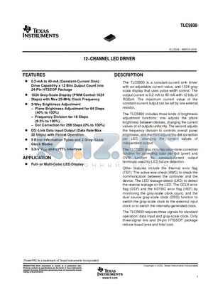 TLC5930PWP datasheet - 12-CHANNEL LED DRIVER