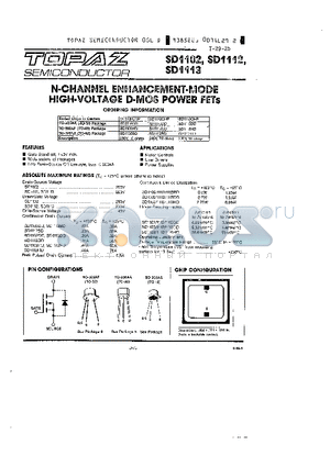 SD1102CHP datasheet - N-CHANNEL ENHANCEMENT-MODE HIGH-VOLTAGE D-MOS POWER FETS