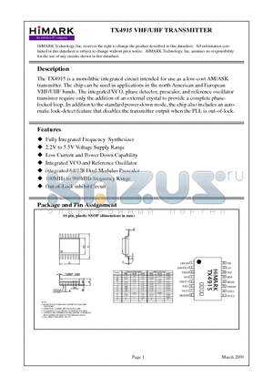 TX4915 datasheet - TX4915 VHF/UHF TRANSMITTER