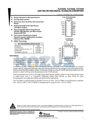 TLC7524E datasheet - 8-BIT MULTIPLYING DIGITAL-TO-ANALOG CONVERTERS