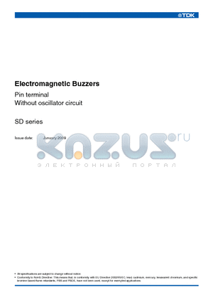 SD1209T5-A1 datasheet - Electromagnetic Buzzers