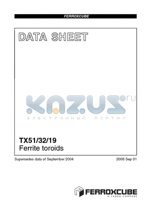 TX51/32/19-3F3 datasheet - Ferrite toroids