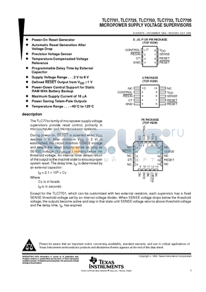 TLC7701ID datasheet - MICROPOWER SUPPLY VOLTAGE SUPERVISORS