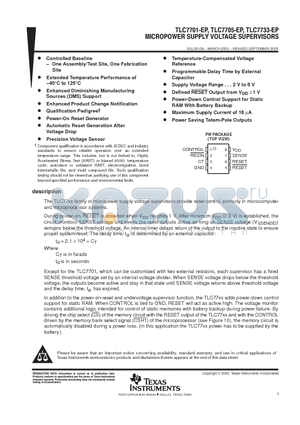 TLC7733-EP datasheet - MICROPOWER SUPPLY VOLTAGE SUPERVISORS