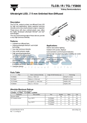 TLCTG5800 datasheet - Ultrabright LED, 5 mm Untinted Non-Diffused