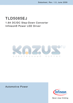 TLD5085EJ datasheet - 1.8A DC/DC Step-Down Converter Infineon Power LED Driver