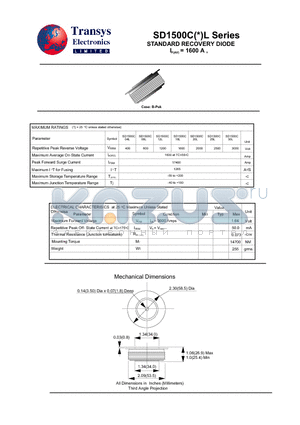 SD1500C datasheet - STANDARD RECOVERY DIODE