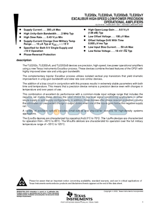 TLE2021ACD datasheet - EXCALIBUR HIGH-SPEED LOW-POWER PRECISION OPERATIONAL AMPLIFIERS